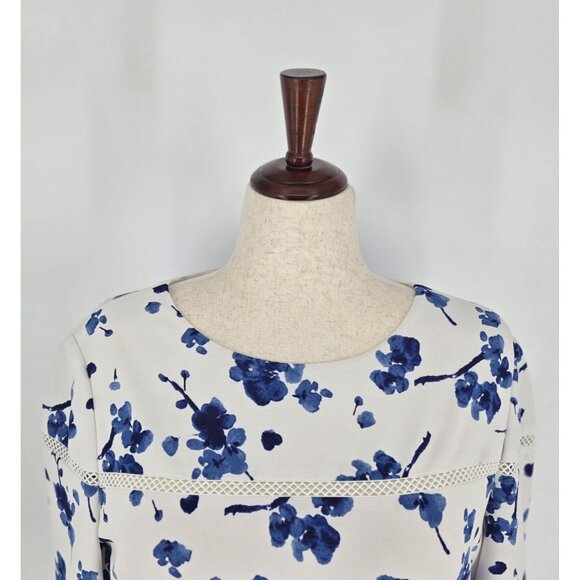 Ralph Lauren Royal Blue Floral Lace Trim Sheath Dress 3/4 Sleeves Womens Sz 16 - Picture 3 of 13